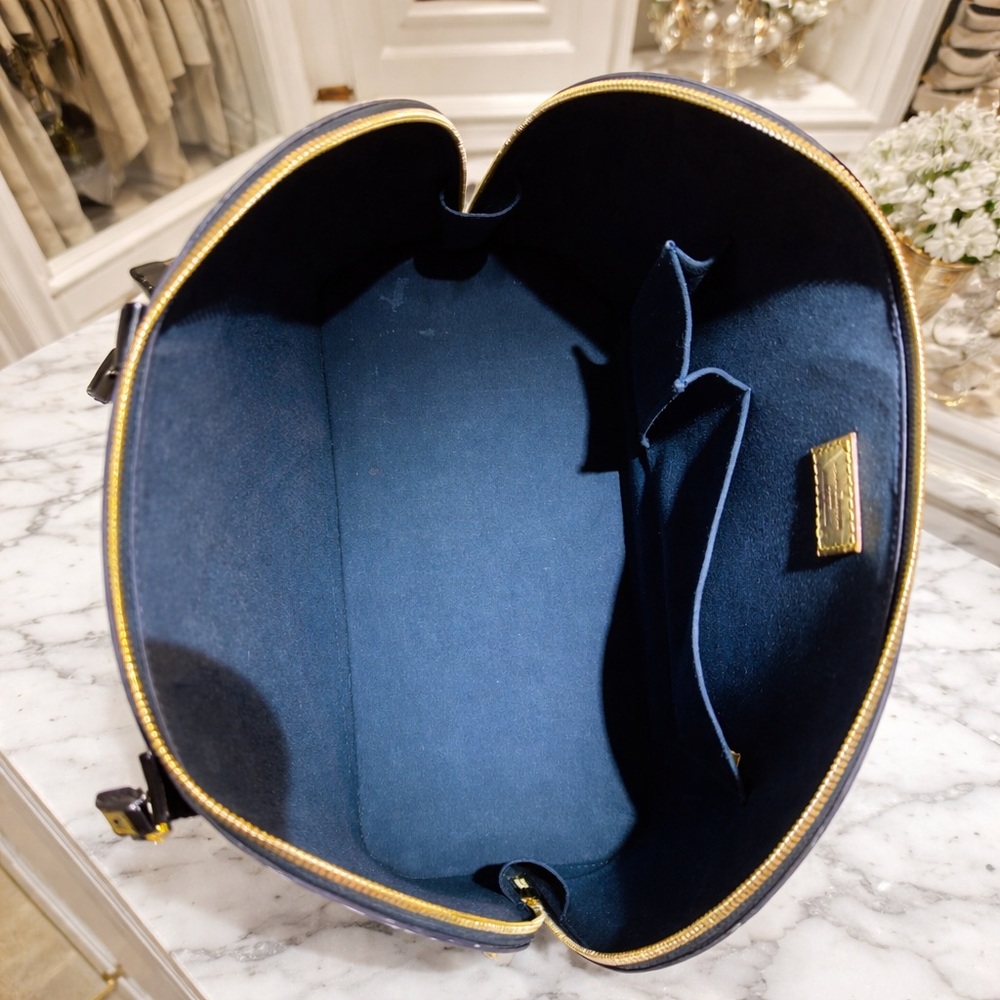 Louis Vuitton Alma GM Top Handle Bag Vernis Patent Leather Bleu Nuit - Picture 6 of 12